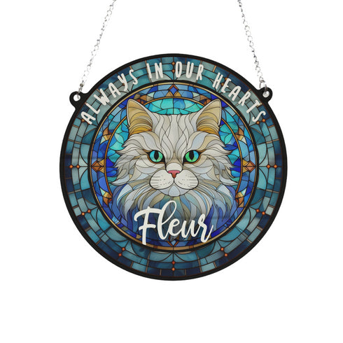 Cat Persian Memorial Stained Glass Effect Suncatcher